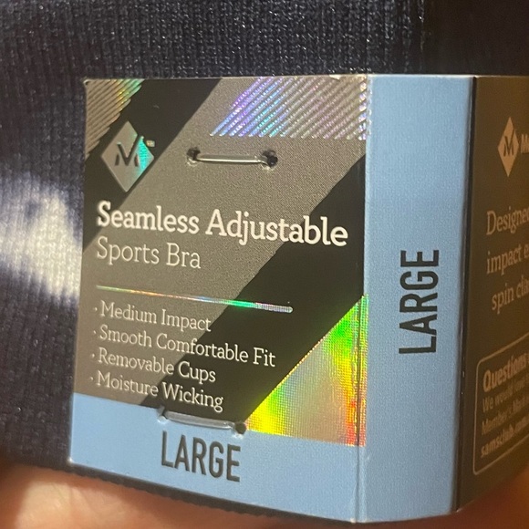 Members Mark Women's Seamless Sports Bra Racerback Removable
Cups Blue Tie Dye L - Picture 4 of 4